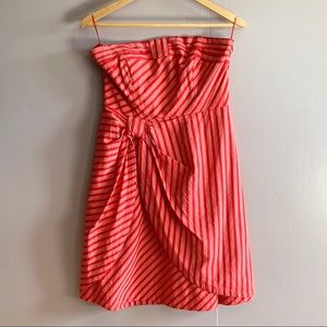 LIL BY ANTHRO STRAPLESS FAUX WRAP TULIP DRESS